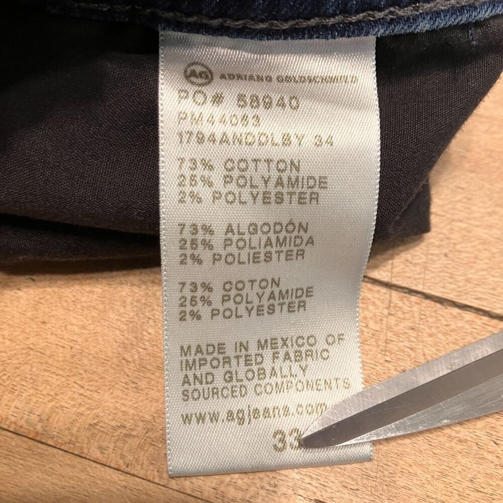 AG Mens Adriano Goldschmied CROP Everett Slim Straight Jeans 33x28 Blue AN EXC - Picture 6 of 12
